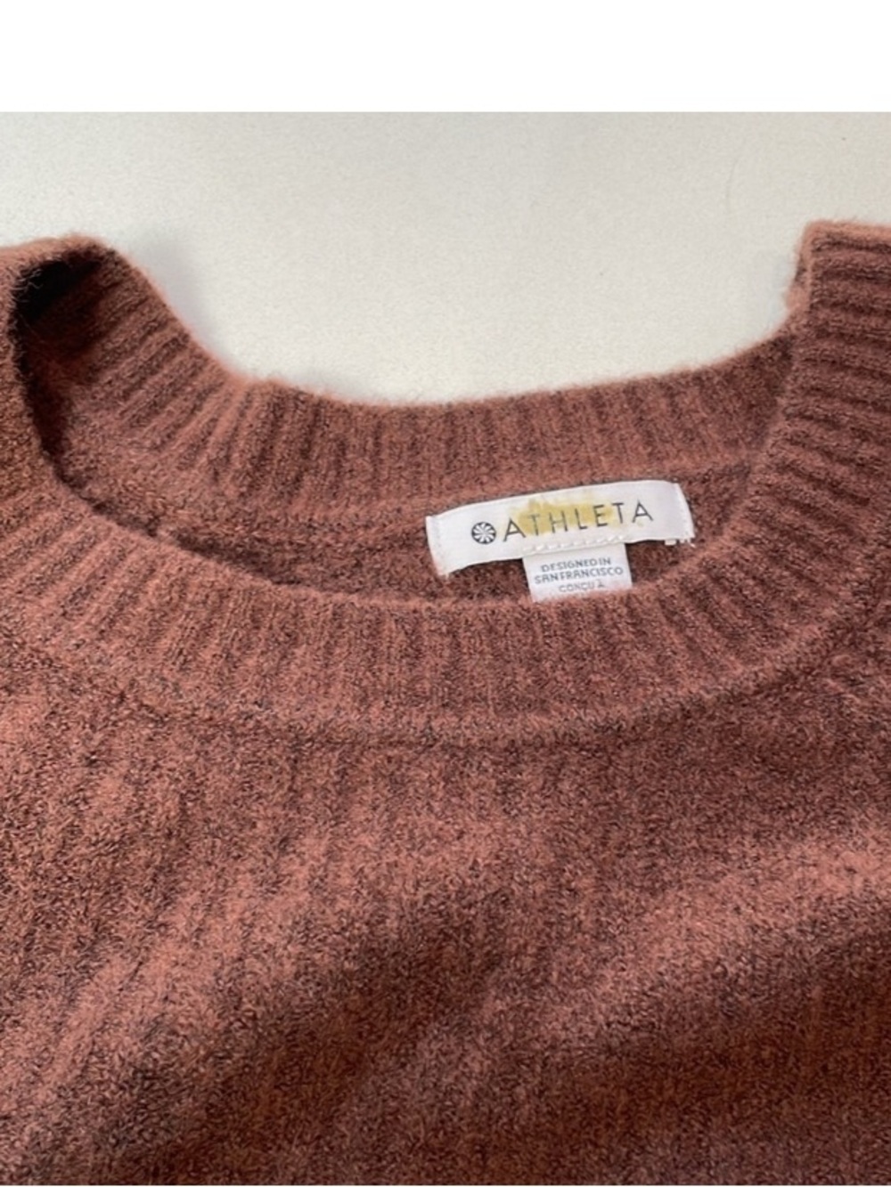 ATHLETA Merino Wool Layover Crew Sweater Plus Sz 3X Mahogany Brown NWT✅ - Picture 5 of 9